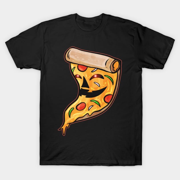 Evil Jack O Lantern Pizza Slice Halloween T-Shirt by SinBle